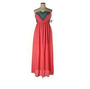 Debs coral and blue tub dress